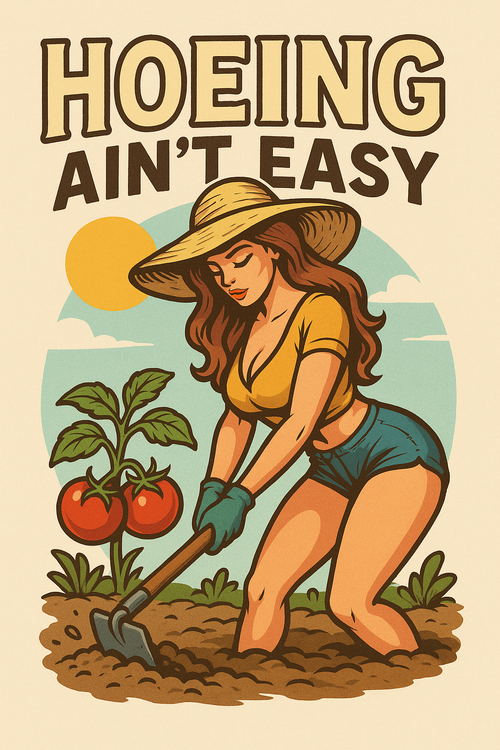 Hoeing Ain’t Easy – Retro Garden Babe Tee